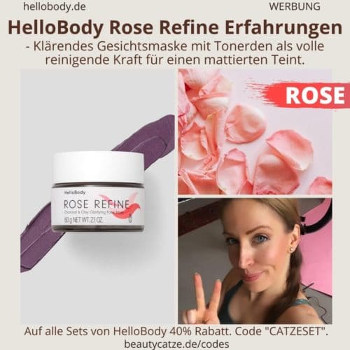 Hello Body Linie ROSE REFINE Erfahrungen Gesichtsmaske Kohle Maske Anwendung Bewertung