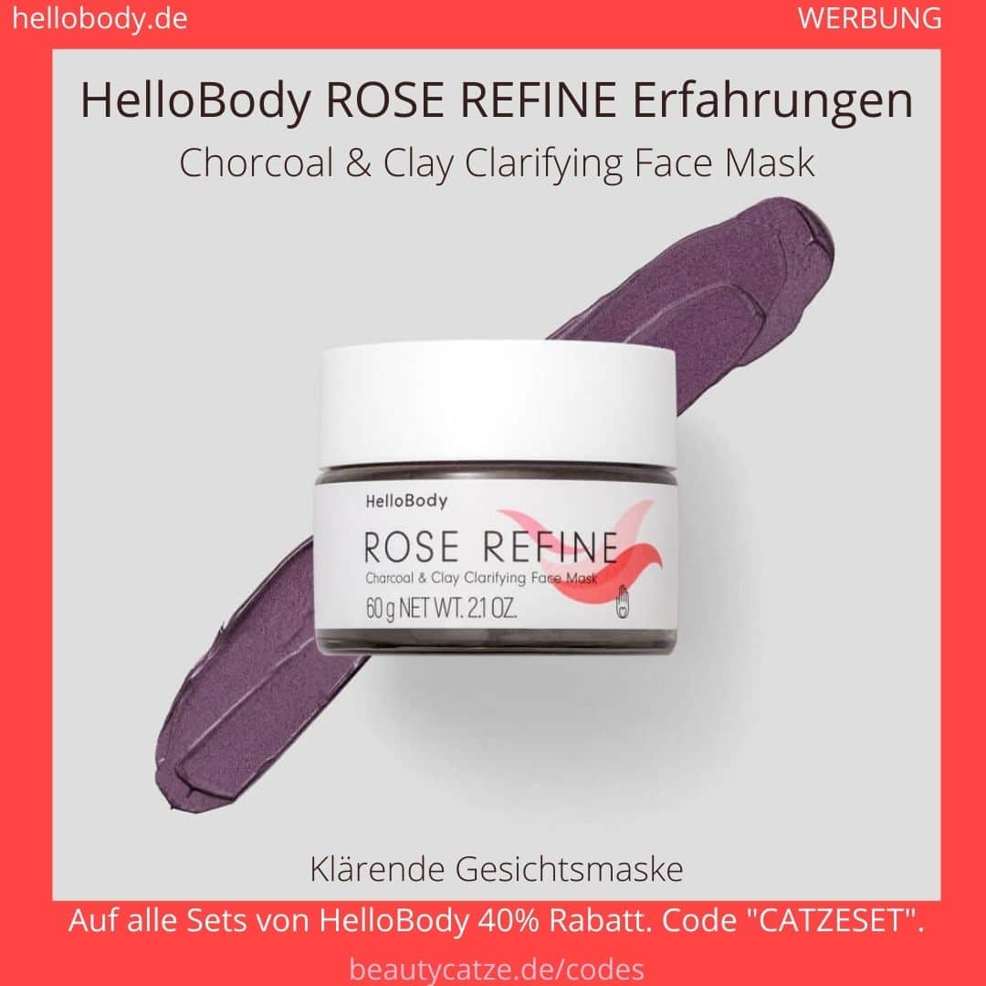 Hello Body ROSE REFINE Erfahrungen Gesichtsmaske Kohle Maske Anwendung Bewertung