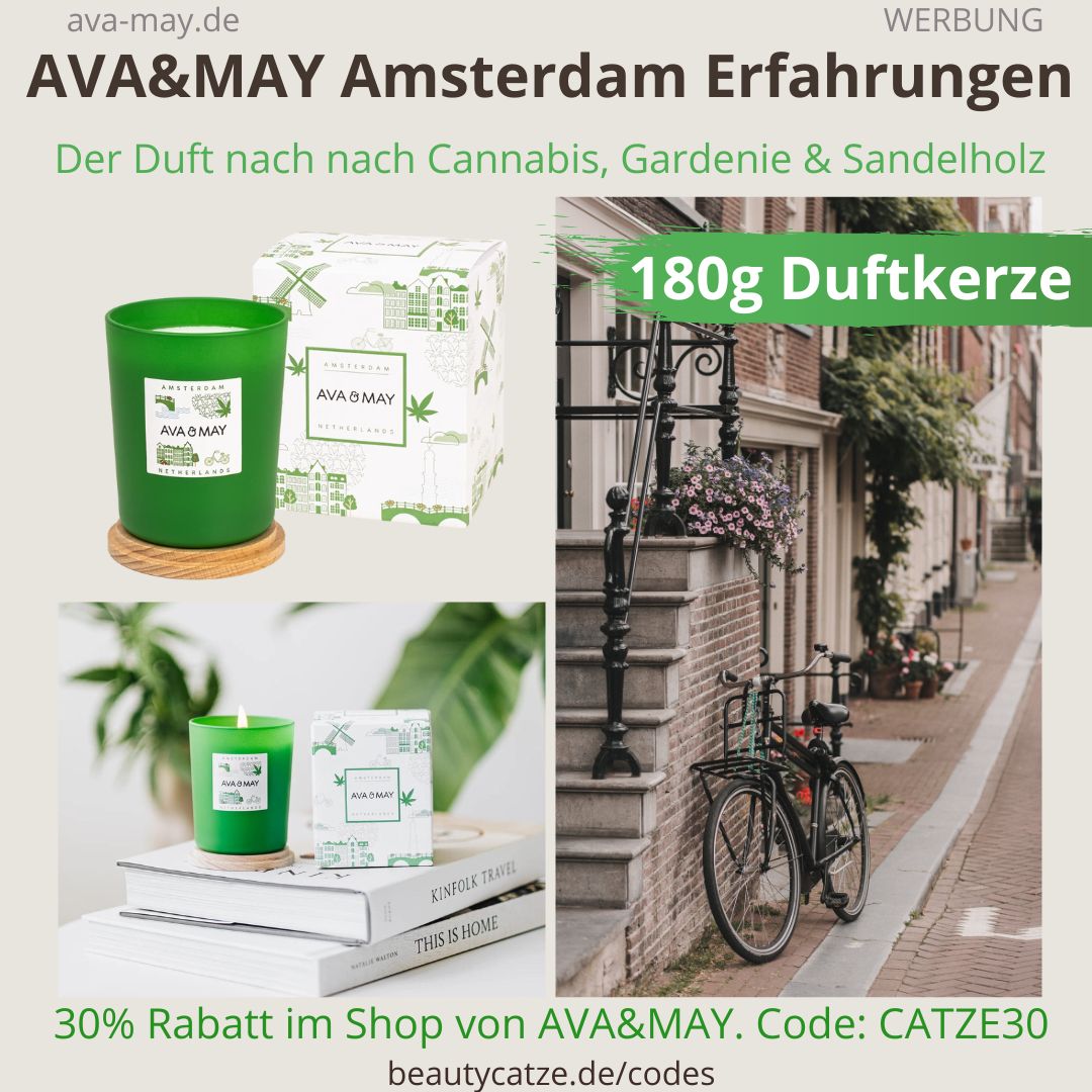 AMSTERDAM Niederlande DUFTKERZE AVA&MAY Kerze Erfahrungen Cannabis Gardenie Sandelholz Netherlands