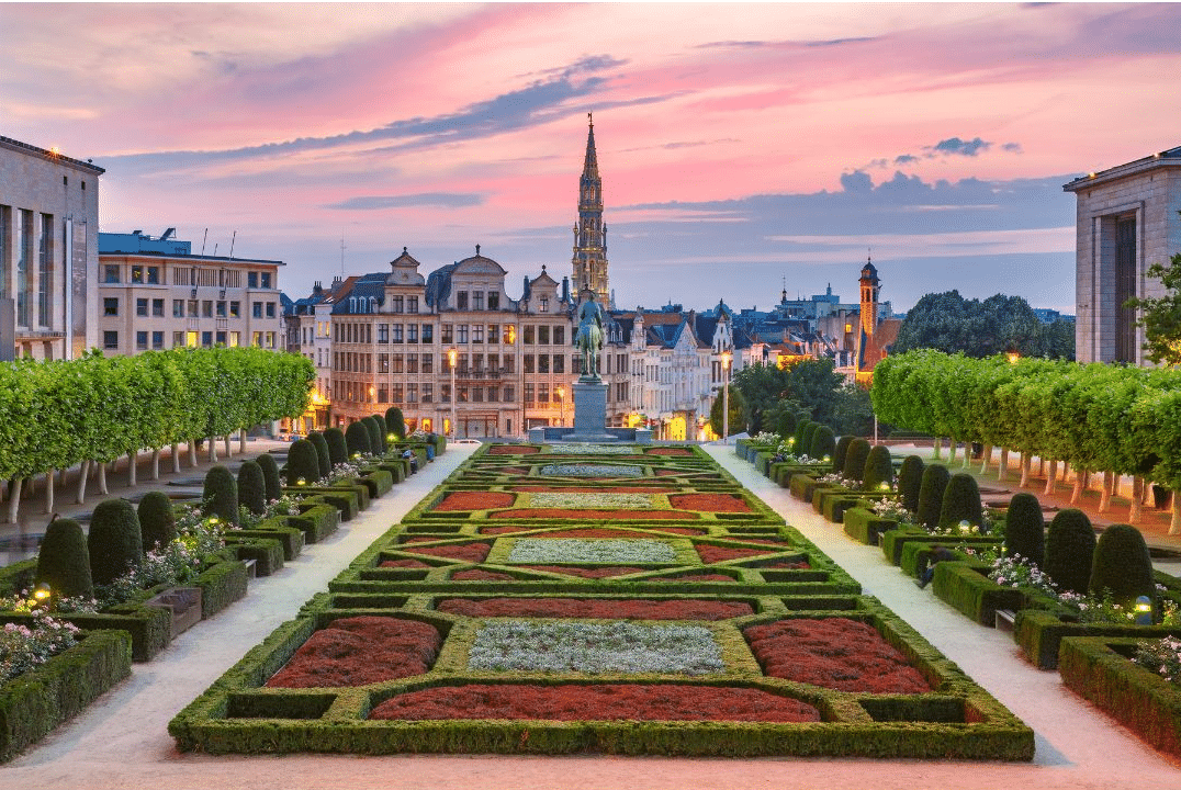 Brüssel Stadt Eindrücke Garten Mont des Arts von Brüssel mit Blumenteppich