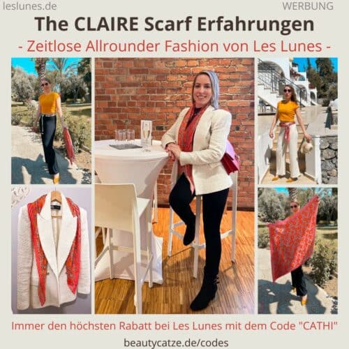The Claire Scarf Les Lunes Erfahrungen Outfit gerafftes Tuch