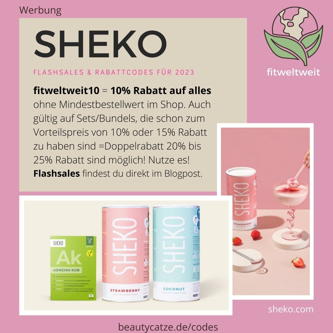SHEKO Rabattcode Gutschein Code 20% Rabatt sparen Erdbeere Shake