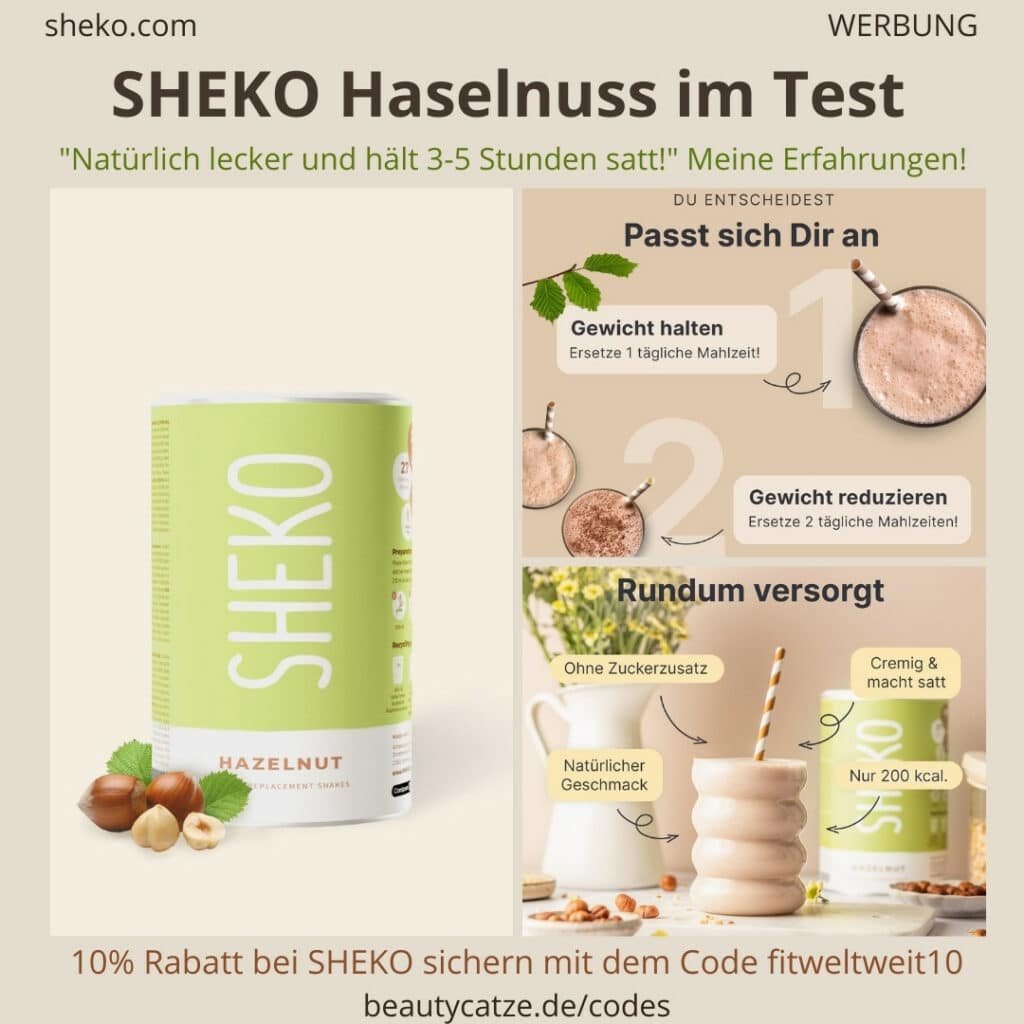 HASELNUSS SHEKO Shake Erfahrungen leckerer Diät Drink als Mahlzeitenersatz zum Abnehmen