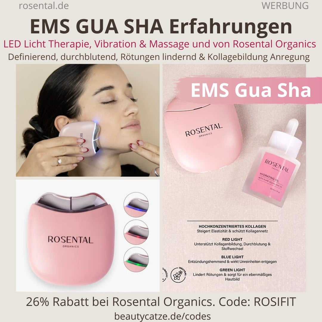 EMS GUA SHA Rosental Organics Erfahrungen, Anwendung, Test Light Therapy