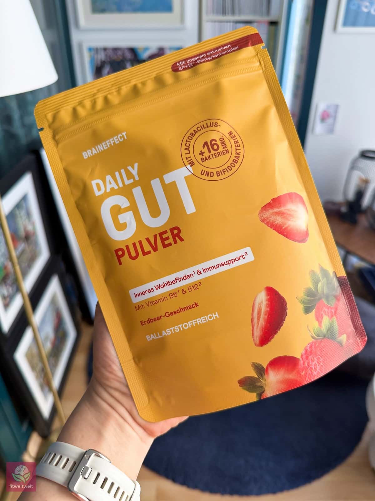 Daily Gut Pulver Erdbeere neue Rezeptur mit 16 Milliarden Bakterienstämmen und EPx12 Komplex zur Unterstützung der Darmflora