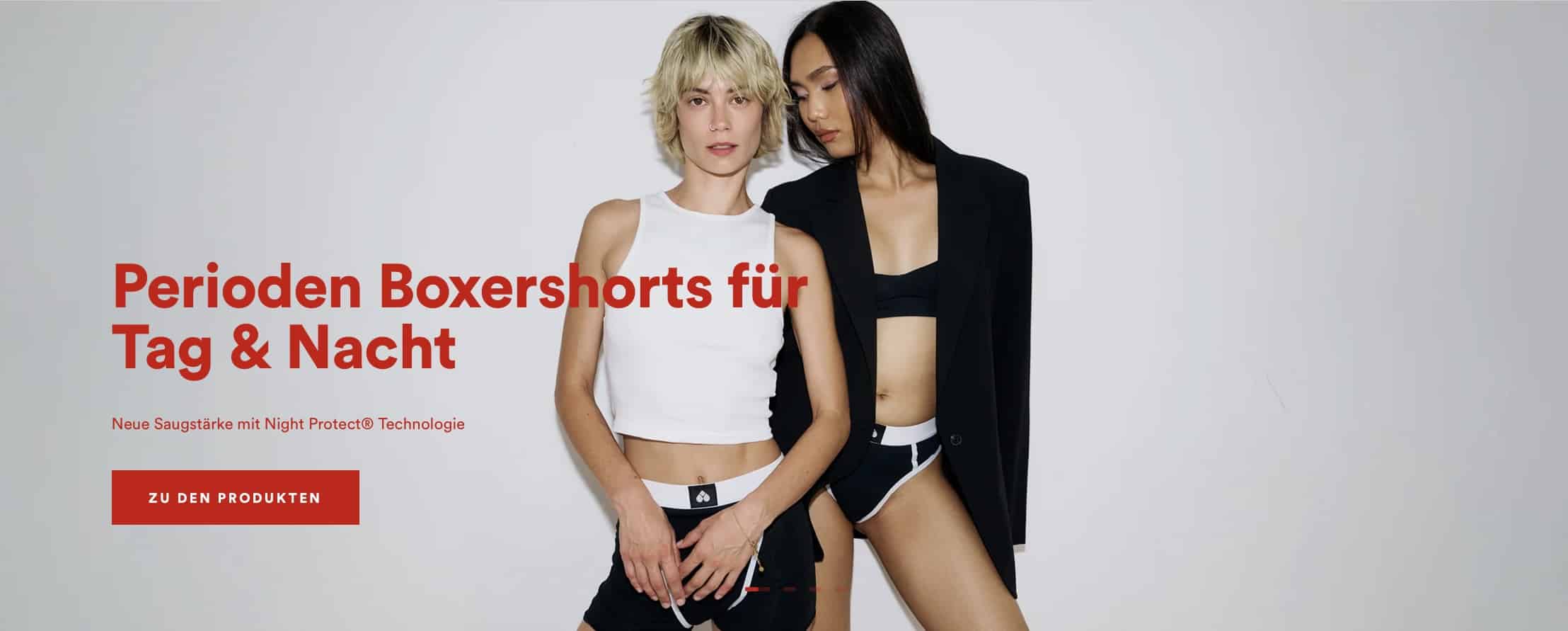 Gutscheincode für die Perioden Boxershots von The female Company Rabatt Code
