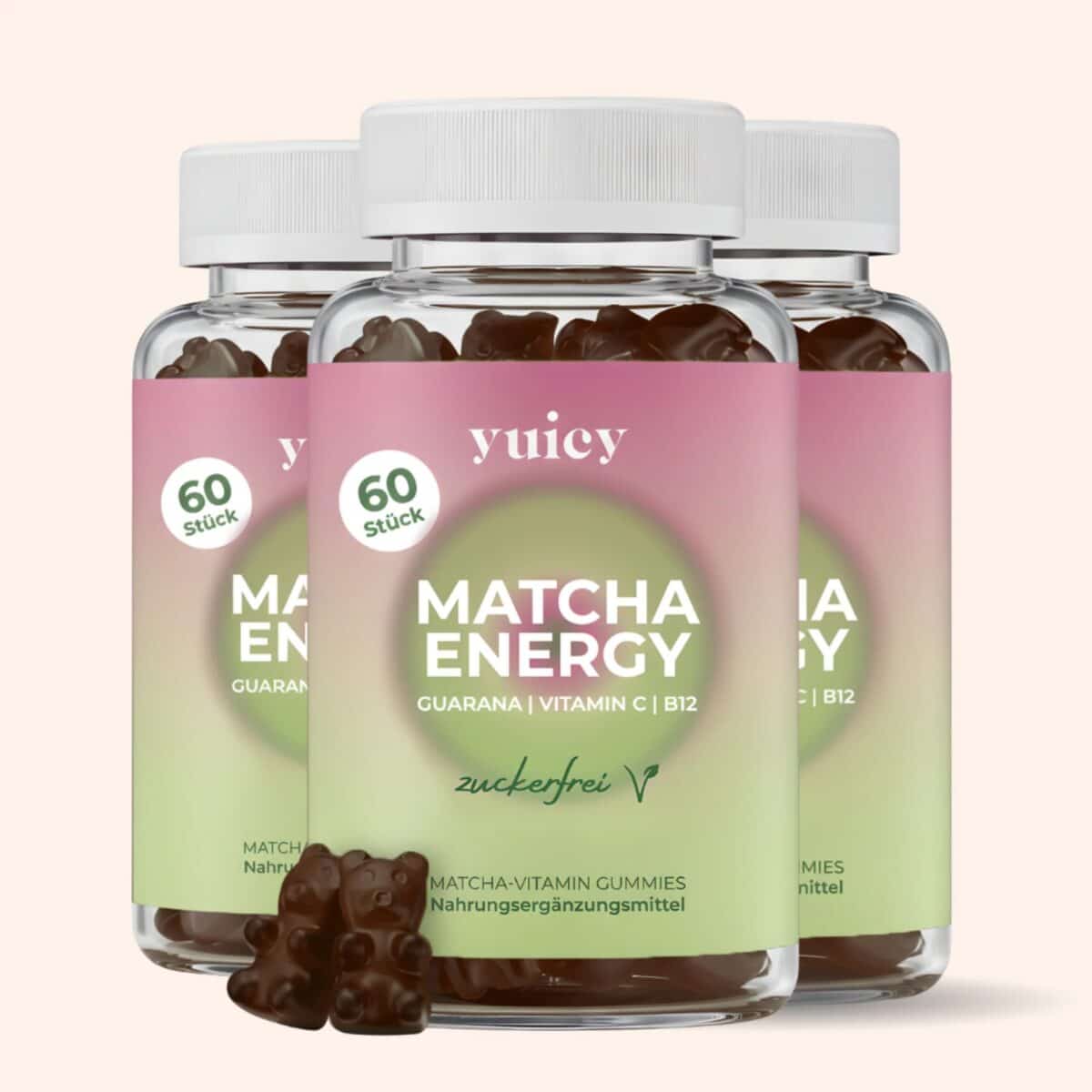 Matcha Energy Gummibärchen von YUICY mit Guarana, Vitamin C und B12